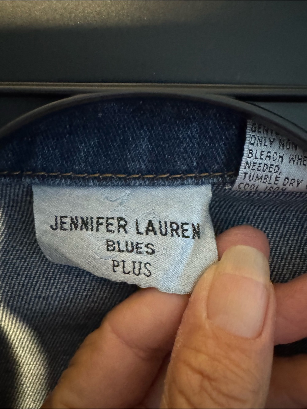 Classic Plus Size Dark Blue Denim Jacket - Picture 6 of 6